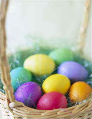 easter basket with eggs